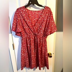 Boutique Red & White Flower Dress
